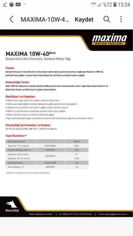 Petrol Ofisi Maxima Extra G12+