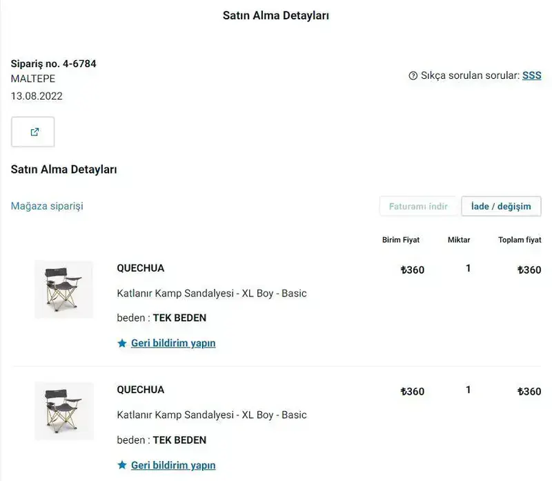 Quechua MH500 Katlanır Kamp Sandalyesi