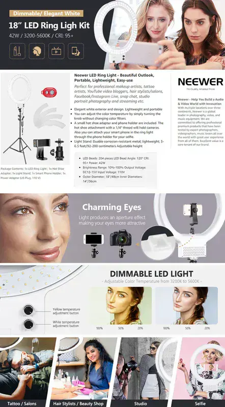 Neewer 18" Bi-Color Ring Light Kit